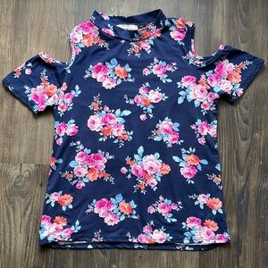 Girl’s Blue Floral Print Tee
